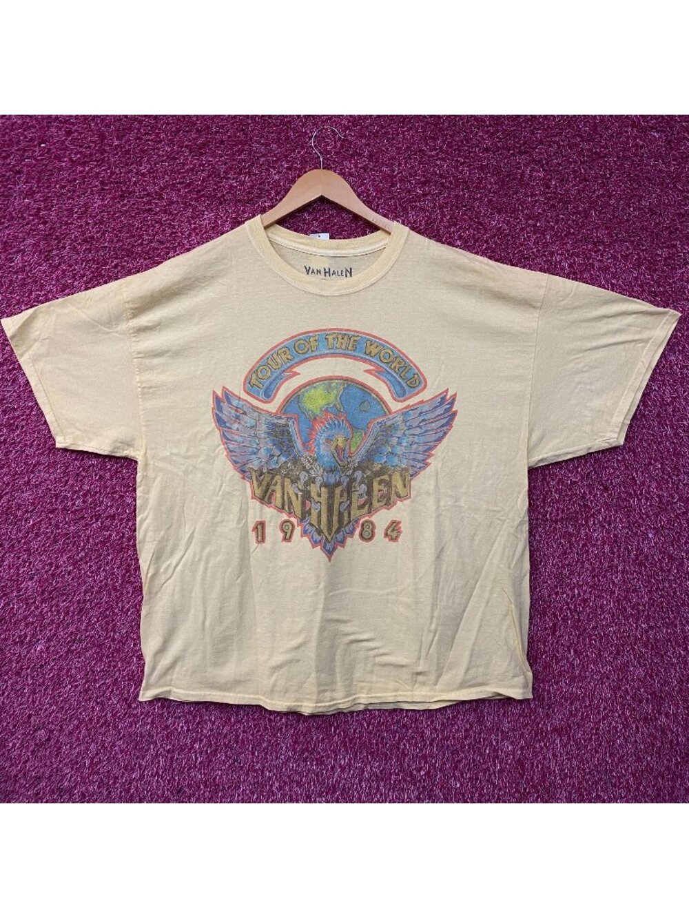 Van Halen 1984 Tour Of The World Retro Style Rock Graphic T-Shirt L/XL